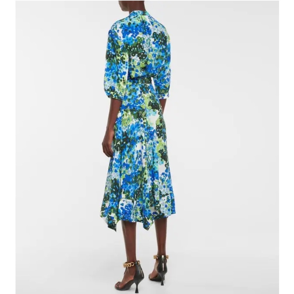 STELLA MCCARTNEY Olivia Floral Silk Shirt Midi Dress Blue - Picture 2 of 16